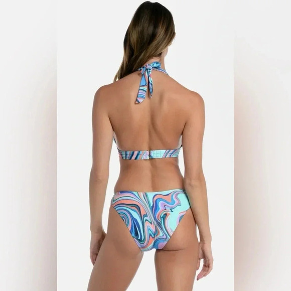 La Blanca Crystal Cove Shirred Strap Over The Shoulder Top & Shirred Hipster - Picture 3 of 9